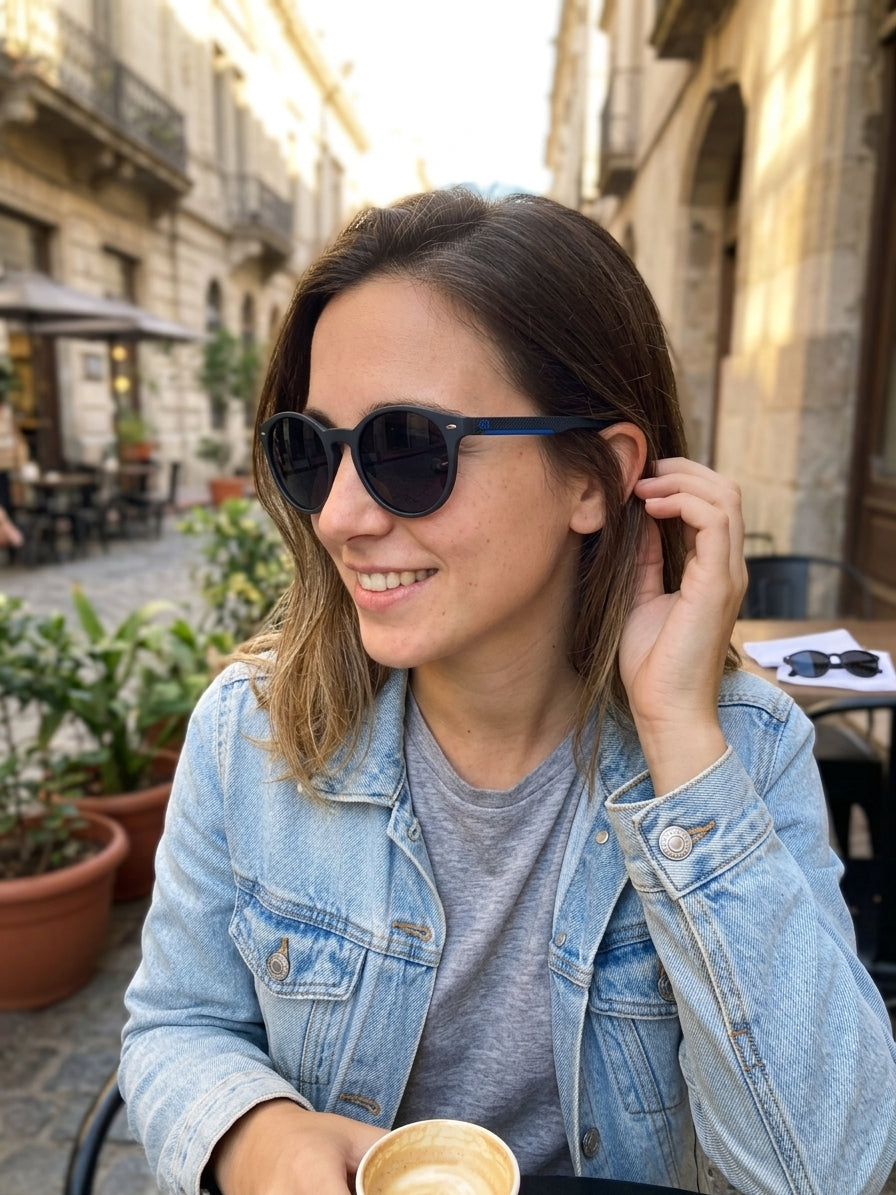Lentes de sol MILENIUS  Azul contornos ovalados + Estuche