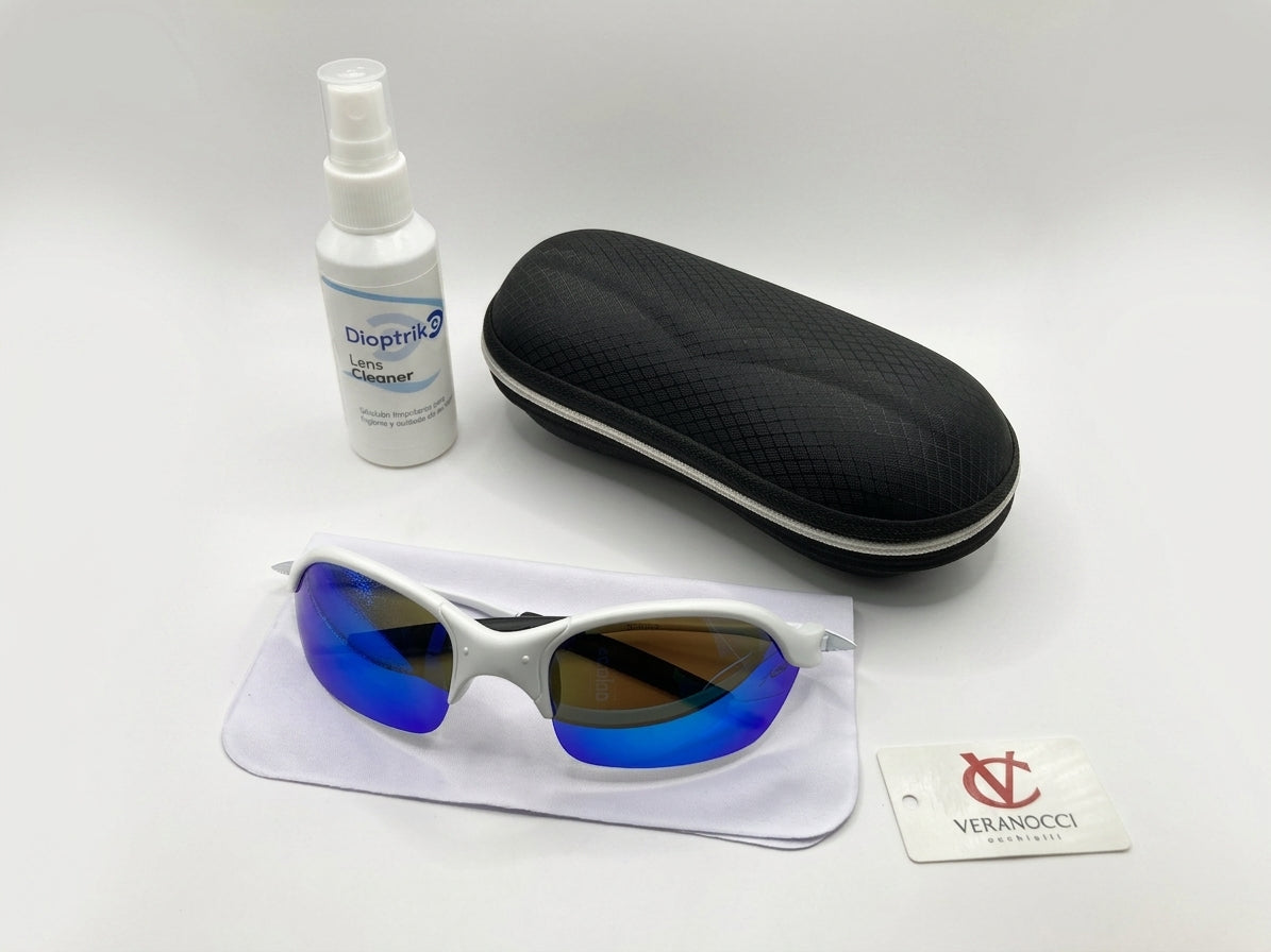 Lentes tornasolados Veranocci Blancos con Estuche + Spray