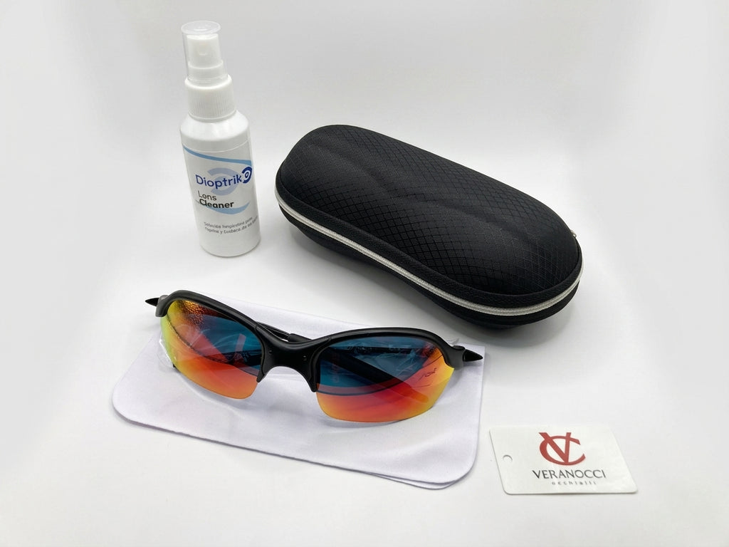 Lentes tornasolados Veranocci Negro con Estuche + Spray