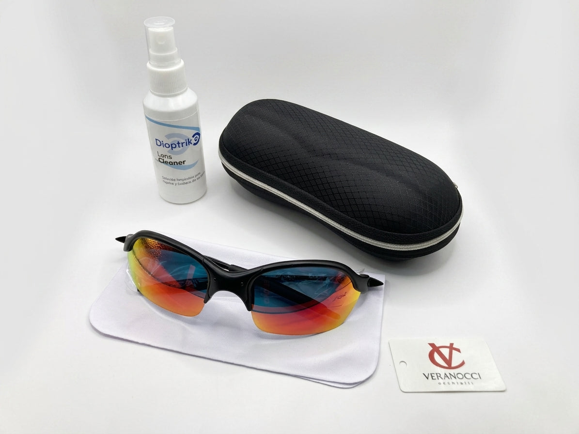 Lentes tornasolados Veranocci Negro con Estuche + Spray
