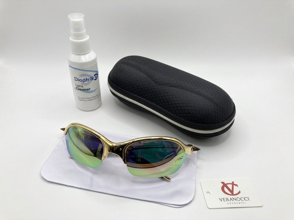 Lentes tornasolados Veranocci Dorado con Estuche + Spray
