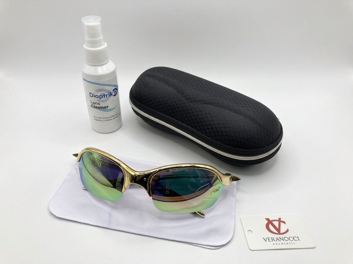 Lentes tornasolados Veranocci Dorado con Estuche + Spray