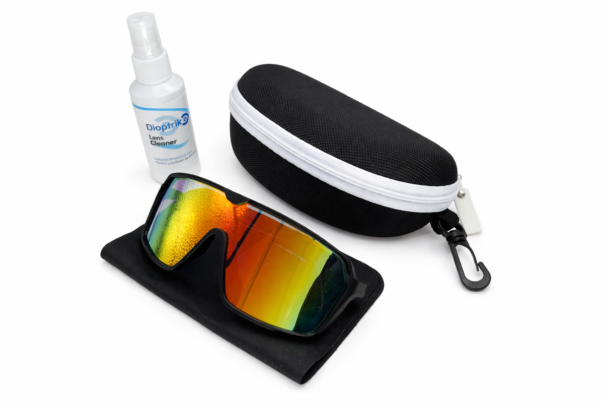 Lentes tornasolados Anaranjados Veranocci Grandes con Estuche + Spray