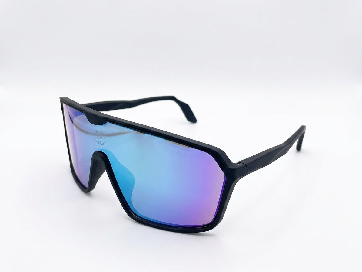 Lentes tornasolados Azul Veranocci Grandes con Estuche + Spray