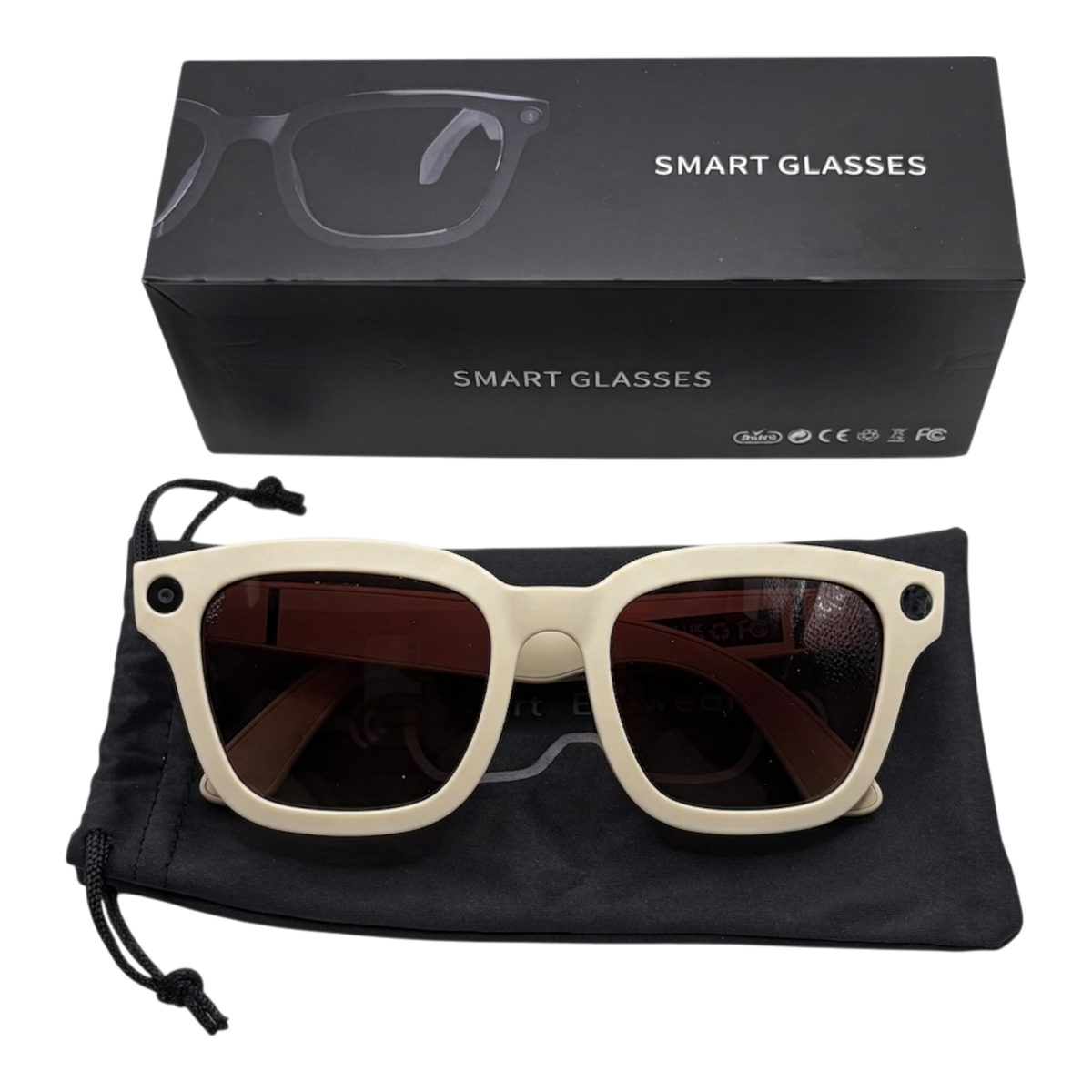 Lentes INTELIGENTES de sol color crema (Smart Glasses)